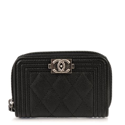 chanel caviar quilted boy zip around coin purse|Classic zipped coin purse .